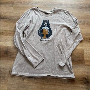 Life Is Good Tan Bear Graphic Long Sleeve Shirt